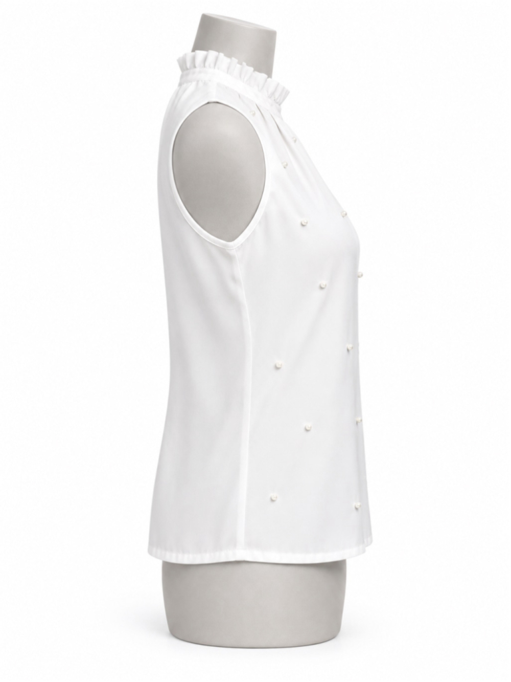 Ashley Stewart White Chiffon Pearl Embellished Blouse – Size 14 NWT - Picture 6 of 9